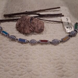 Premier Designs Silver Bracelet with Multi-Color Accents
